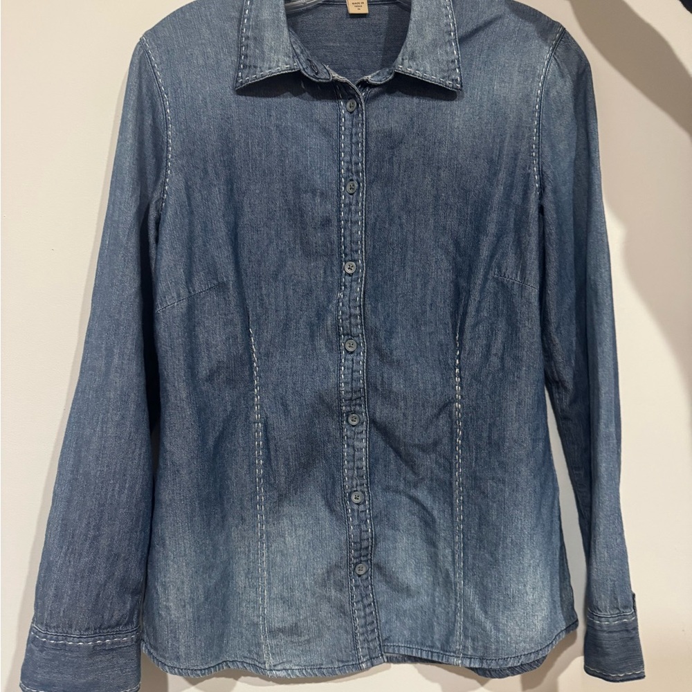 Wrangler Blue Denim Button-Down Shirt